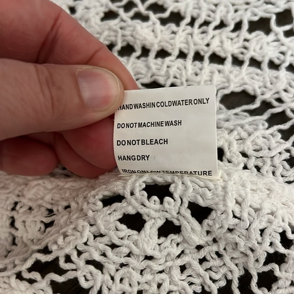 SOLITAIRE WHITE CROCHET GRANNY SQUARE OPEN KNIT CARDIGAN/KIMONO/DUSTER (M) - Picture 9 of 13